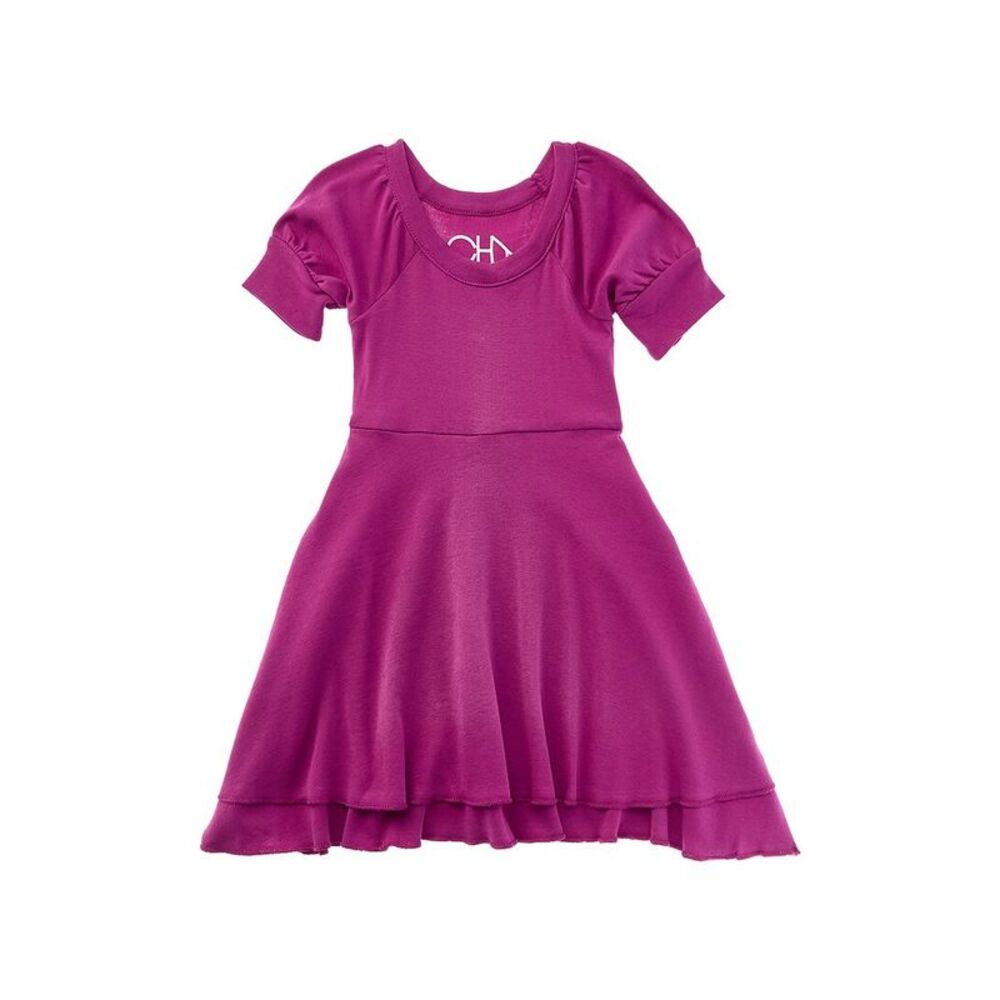 Chaser Girls  Baby Rib Puff Sleeve Dress, Pink